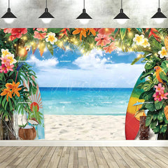 Aperturee Aperturee Tropical Hawaiian Summer Backdrop Beach Luau Party Palm Tree Photo Booth Photography Background