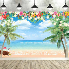 Aperturee Aperturee Tropical Hawaiian Summer Backdrop Beach Luau Party Palm Tree Photo Booth Photography Background