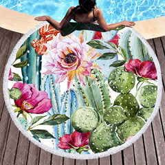 Aperturee - Aperturee Tropical Holiday Summer Floral Round Beach Towel