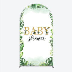Aperturee - Aperturee Tropical Leaves Baby Shower Arch Backdrop Safari Greenery Gold Glitter Party Decoration Jungle Plant Background
