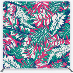 Aperturee - Aperturee Tropical Palm Leaves Tension Fabric Backdrop Pink and Teal Monstera Foliage Pattern Background Summer Party Decor