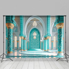Aperturee - Aperturee Turquoise Grey Hall Lights Architecture Backdrop