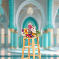 Aperturee - Aperturee Turquoise Grey Hall Lights Architecture Backdrop