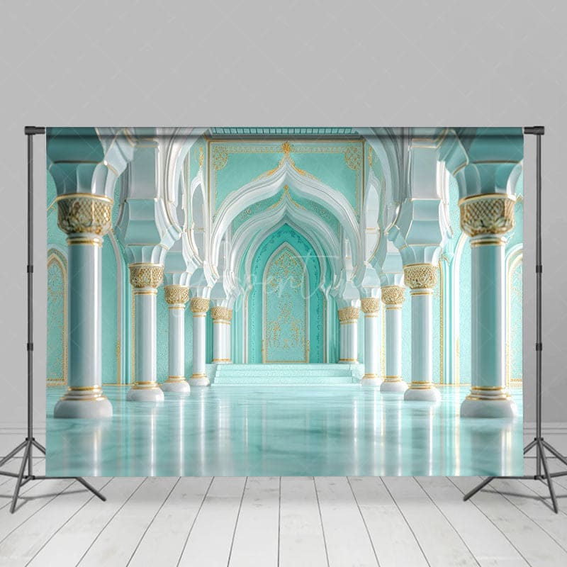 Aperturee - Aperturee Turquoise Light Grey Vibe Hall Architecture Backdrop