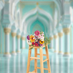 Aperturee - Aperturee Turquoise Light Grey Vibe Hall Architecture Backdrop
