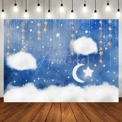 Aperturee - Aperturee Twinkle Blue Sweet Sky Night Baby Shower Backdrop