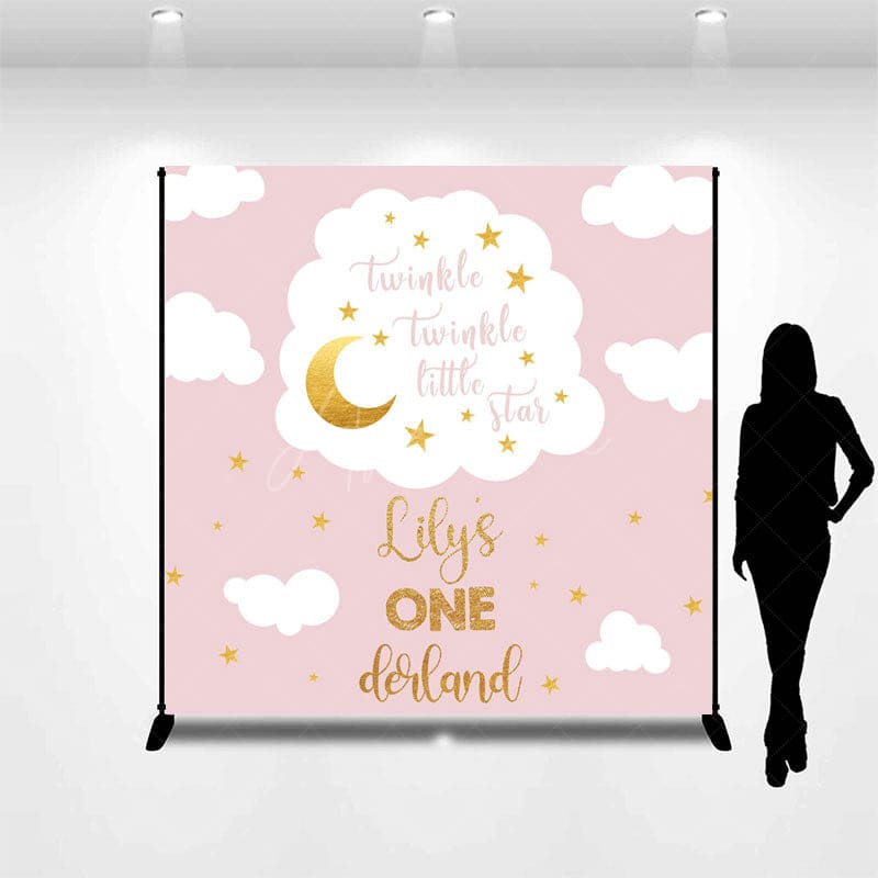 Aperturee - Aperturee Twinkle Pink Custom Starlit Sky Birthday Backdrop