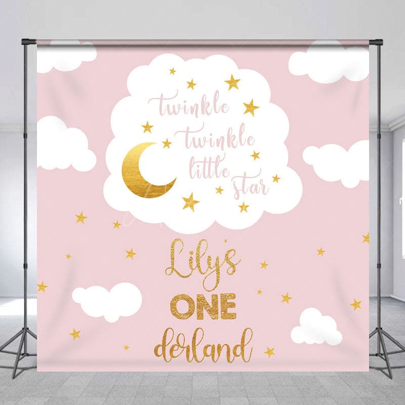 Aperturee - Aperturee Twinkle Pink Custom Starlit Sky Birthday Backdrop