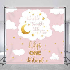 Aperturee - Aperturee Twinkle Pink Custom Starlit Sky Birthday Backdrop