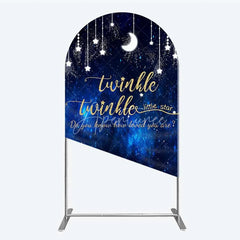 Aperturee - Aperturee Twinkle Twinkle Little Star Arch Backdrop Blue Galaxy Moon and Stars Baby Shower Decoration