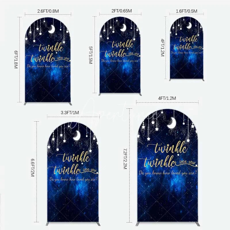 Aperturee - Aperturee Twinkle Twinkle Little Star Arch Backdrop Blue Galaxy Moon and Stars Baby Shower Decoration