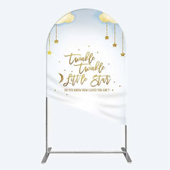 Aperturee - Aperturee Twinkle Twinkle Little Star Arch Backdrop Gold Moon and Clouds Baby Shower Decoration