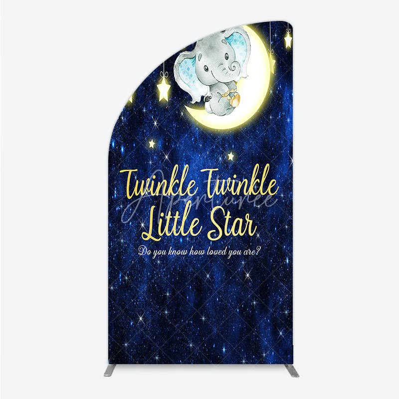 Aperturee - Aperturee Twinkle Twinkle Little Star Elephant Half Moon Arch Backdrop Moon and Stars Baby Shower Party Cover