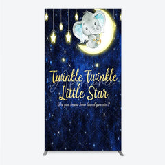 Aperturee - Aperturee Twinkle Twinkle Little Star Elephant Rectangle Backdrop Moon and Stars Baby Shower Party Cover