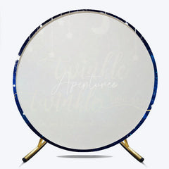 Aperturee - Aperturee Twinkle Twinkle Little Star Galaxy Round Backdrop Navy Blue Night Sky Moon and Stars Party Cover