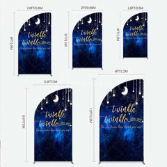 Aperturee - Aperturee Twinkle Twinkle Little Star Half Moon Arch Backdrop Blue Galaxy Moon and Stars Baby Shower Decoration