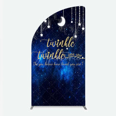 Aperturee - Aperturee Twinkle Twinkle Little Star Half Moon Arch Backdrop Blue Galaxy Moon and Stars Baby Shower Decoration