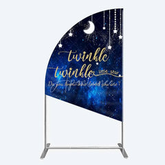 Aperturee - Aperturee Twinkle Twinkle Little Star Half Moon Arch Backdrop Blue Galaxy Moon and Stars Baby Shower Decoration