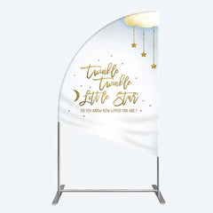 Aperturee - Aperturee Twinkle Twinkle Little Star Half Moon Arch Backdrop Gold Moon and Clouds Baby Shower Decoration