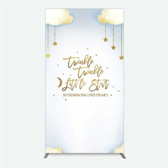 Aperturee - Aperturee Twinkle Twinkle Little Star Rectangle Backdrop Gold Moon and Clouds Baby Shower Decoration