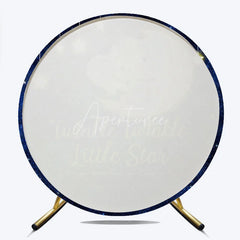 Aperturee - Aperturee Twinkle Twinkle Little Star Round Backdrop Elephant on Moon Starry Night Background Baby Shower Nursery Party Decor