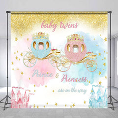 Aperturee - Aperturee Twins Pumpkin Carriage Custom Baby Shower Backdrop