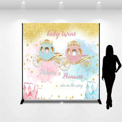 Aperturee - Aperturee Twins Pumpkin Carriage Custom Baby Shower Backdrop