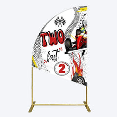 Aperturee - Aperturee Two Fast 2 Curious Racing Birthday Half Moon Arch Backdrop