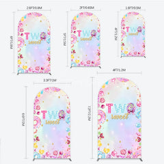 Aperturee - Aperturee Two Sweet Arched Backdrop for 2nd Birthday Candyland Donut Lollipop Party Pastel Rainbow Dessert Table Decor