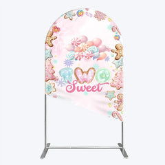 Aperturee - Aperturee Two Sweet Birthday Arch Backdrop for 2nd Birthday Winter Candyland with Gingerbread Christmas Sweet Shoppe Party