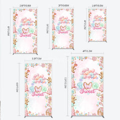 Aperturee - Aperturee Two Sweet Birthday Rectangle Backdrop for 2nd Birthday Winter Candyland with Gingerbread Christmas Sweet Shoppe Party