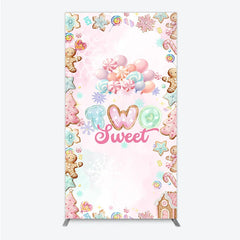 Aperturee - Aperturee Two Sweet Birthday Rectangle Backdrop for 2nd Birthday Winter Candyland with Gingerbread Christmas Sweet Shoppe Party