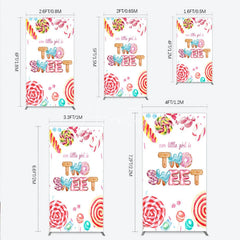 Aperturee - Aperturee Two Sweet Birthday Rectangle Backdrop Watercolor Donut Candy Party Decoration Girl 2nd Birthday Background