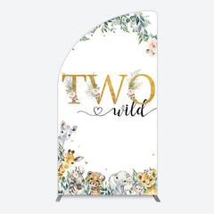 Aperturee - Aperturee Two Wild Animals Boy Birthday Half Moon Arch Backdrop