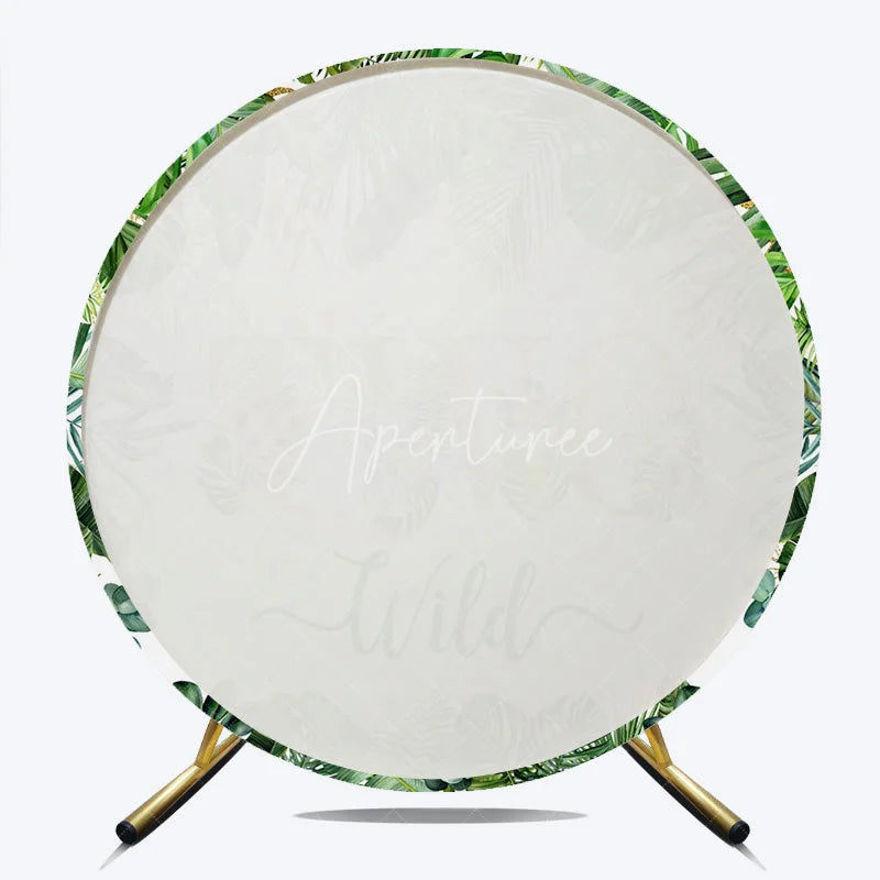 Aperturee - Aperturee TWO Wild Safari Animals Round Backdrop Tropical Jungle Leaves 2nd Birthday Party Decoration for Boy or Girl