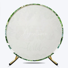 Aperturee - Aperturee TWO Wild Safari Animals Round Backdrop Tropical Jungle Leaves 2nd Birthday Party Decoration for Boy or Girl