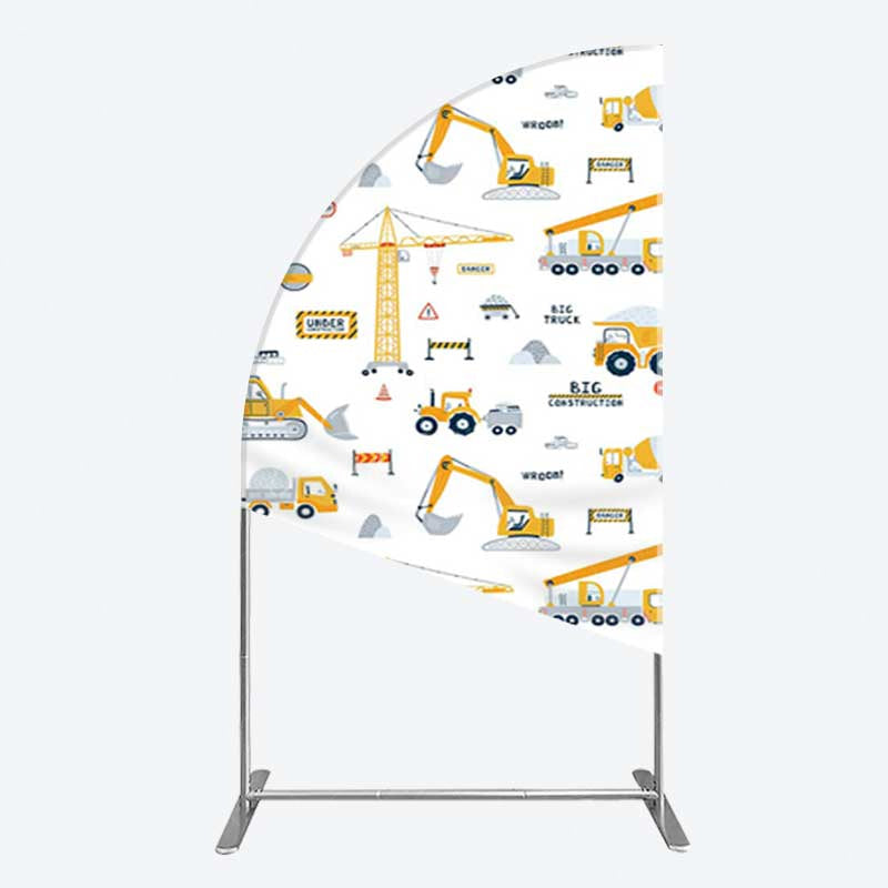 Aperturee Aperturee Under Construction Excavator Baby Shower Half Moon Arch Backdrop