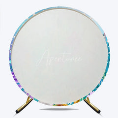 Aperturee - Aperturee Under the Sea Mermaid Round Backdrop Ocean Castle and Treasure Chest Party Decorations
