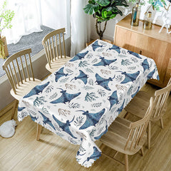 Aperturee - Aperturee Under The Sea Rectangle Tablecloth with Manta Rays for Summer Ocean Themed Party and Kids Bathroom Decor
