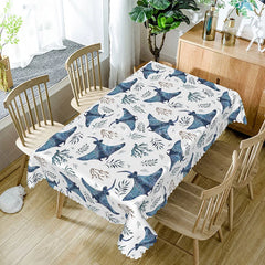 Aperturee - Aperturee Under The Sea Rectangle Tablecloth with Manta Rays for Summer Ocean Themed Party and Kids Bathroom Decor