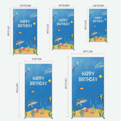 Aperturee Aperturee Undersea Shark Clownfish Birthday Rectangle Backdrop