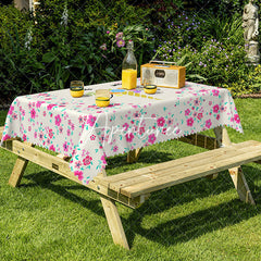 Aperturee - Aperturee Unicorn Flowers Spring Rectangular Tablecloth