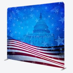 Aperturee - Aperturee Us Flag With White House Square Tension Backdrop