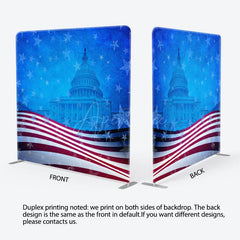 Aperturee - Aperturee Us Flag With White House Square Tension Backdrop