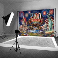 Aperturee - Aperturee USA 250th Anniversary Backdrop Statue of Liberty and Eagle Independence Day Background