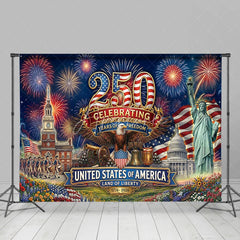 Aperturee - Aperturee USA 250th Anniversary Backdrop Statue of Liberty and Eagle Independence Day Background