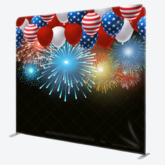 Aperturee - Aperturee USA Flag Balloon Celebration Square Tension Backdrop