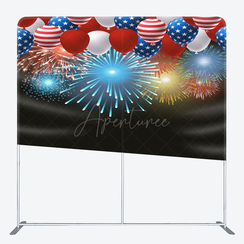 Aperturee - Aperturee USA Flag Balloon Celebration Square Tension Backdrop