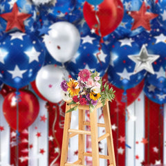 Aperturee - Aperturee USA Flag Balloon Stars Stripe Celebration Backdrop