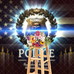 Aperturee - Aperturee Usa Flag Candle Happy National Police Week Backdrop